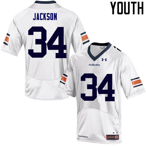 Youth Auburn Tigers #34 Bo Jackson White College Stitched Football Jersey